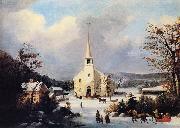 George Henry Durrie Going to Church oil on canvas
